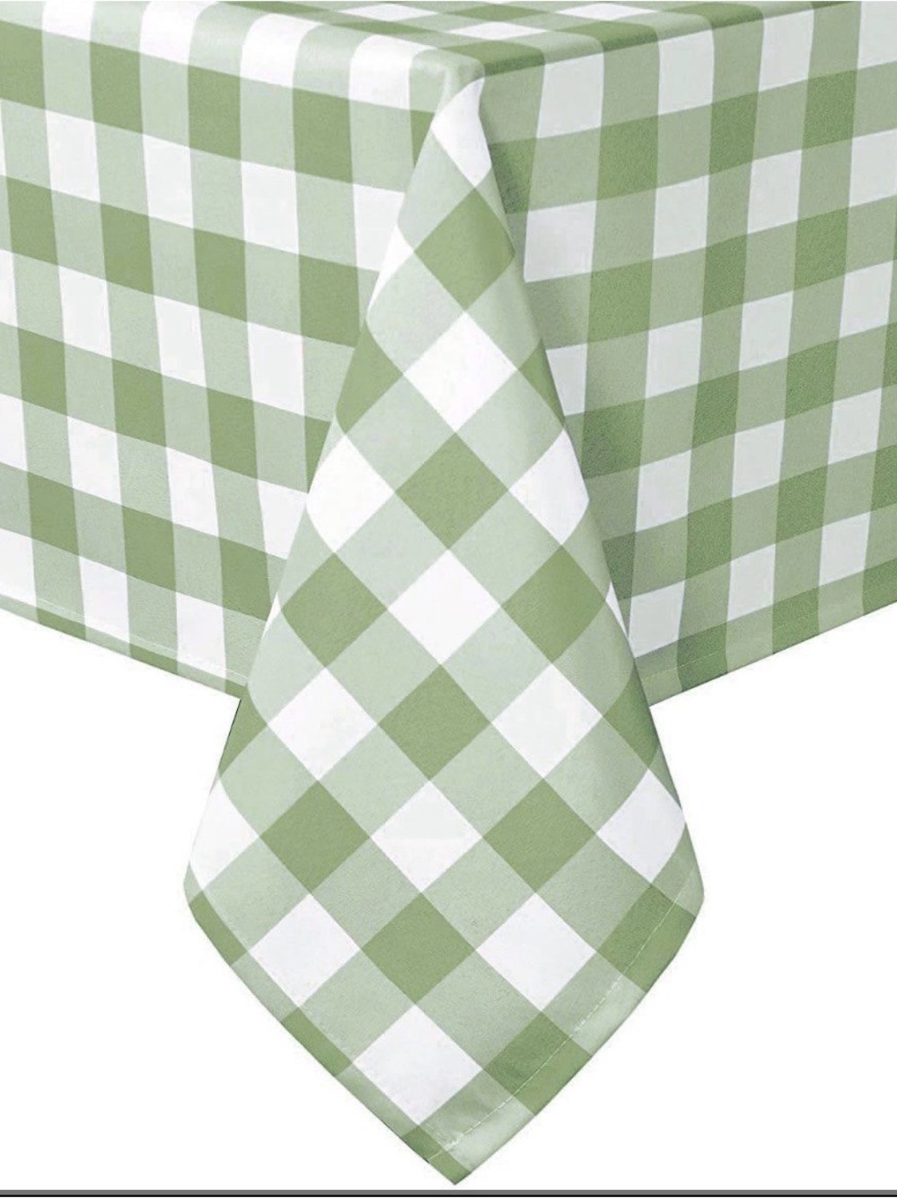 Green and White Gingham Tablecloth